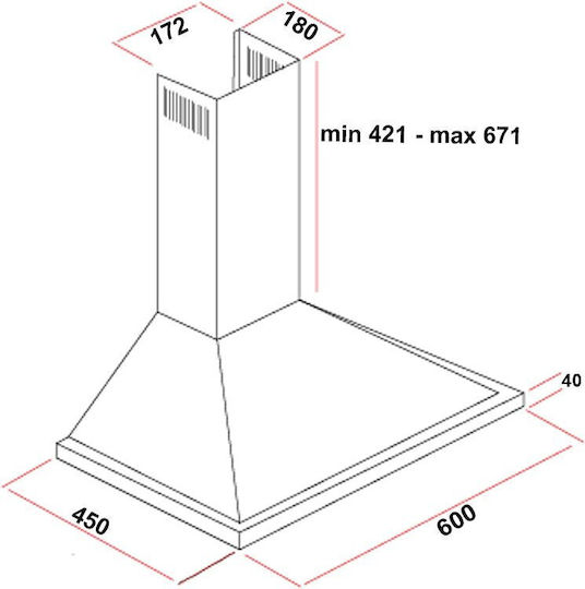 Silifo Chimney Vent Hood 60cm Black