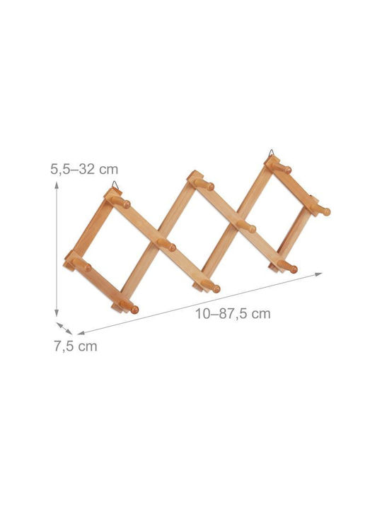 Relaxdays Agățătoare De Perete Din Lemn Cu 10 Compartimente Maro 32x10cm
