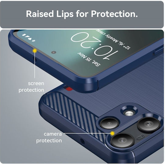Techsuit Carbon Umschlag Rückseite Silikon Blau (Nichts Phone (3a) Lite)