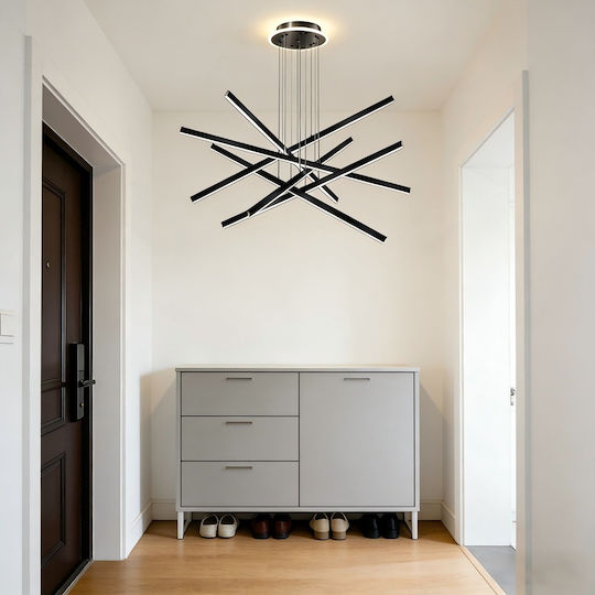 Verstellbar Hängelampe Schwarz 60x60cm.