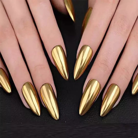 Vicky Nail Огледален Прах За Декорация На Нокти Ефект Огледало Жълто Златисто 8гр