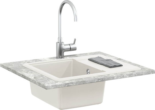 vidaXL Drop-In Spüle aus Verbundgranulat B56xT46cm Weiß