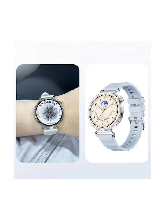 Monochrome Silicone Strap Huawei Watch GT 6 41mm GT 5 41mm GT 4 41mm Silver Buckle Red