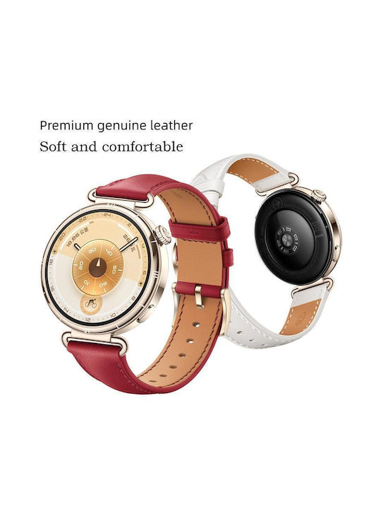 Soft Leather Watch Strap Gold Buckle Huawei Watch Gt 6 41mm Gt 5 41mm Gt 4 41mm White