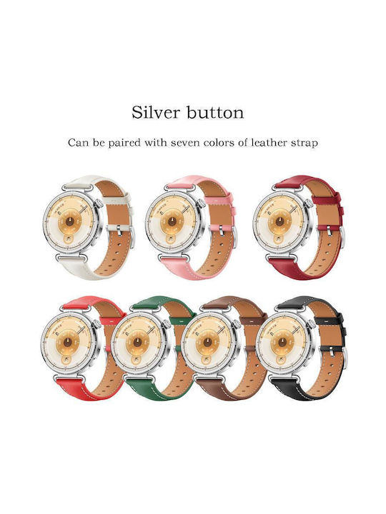 Soft Leather Watch Strap Silver Buckle Huawei Watch GT 6 41mm GT 5 41mm GT 4 41mm Brown