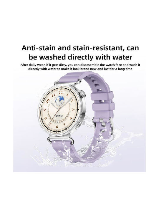 Silver Buckle Monochrome Silicone Strap Huawei Watch GT 6 41mm GT 5 41mm GT 4 41mm Black