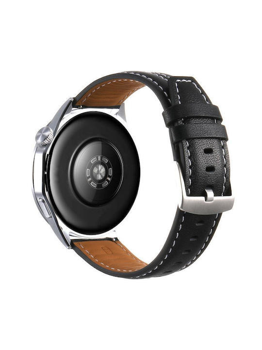 Silbernes Lederarmband für Huawei Watch Gt 6 46mm Schwarz Silbernes Lederarmband für Huawei Watch Gt 6 46mm Schwarz