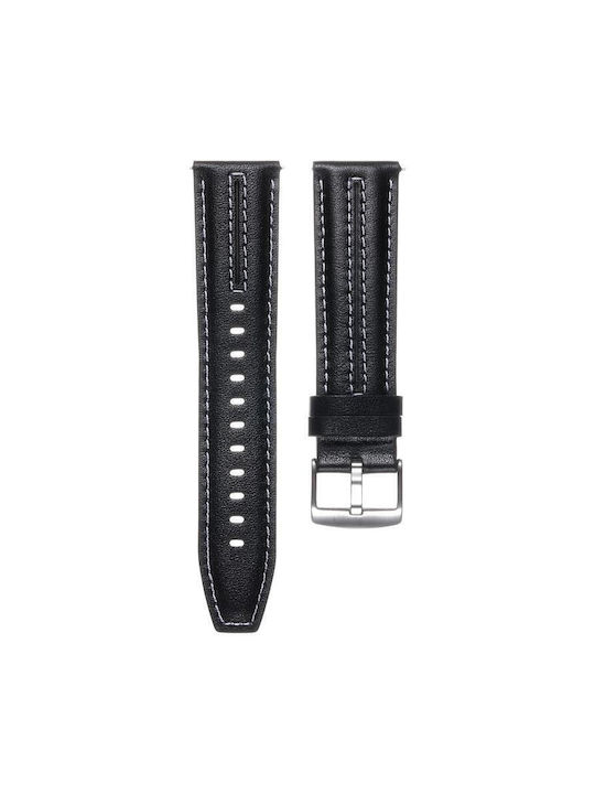 Silbernes Lederarmband für Huawei Watch Gt 6 46mm Schwarz