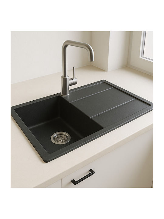Unixton Drop-In Küchenspüle aus Flüssigem Granit M100xB50cm Schwarze