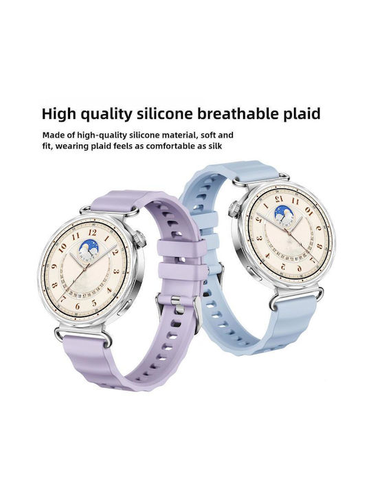 Monochrome Silicone Strap Huawei Watch GT 6 41mm GT 5 41mm GT 4 41mm Silver Buckle Starlight