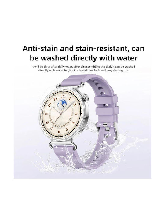 Monochrome Silicone Strap Huawei Watch GT 6 41mm GT 5 41mm GT 4 41mm Silver Buckle Red
