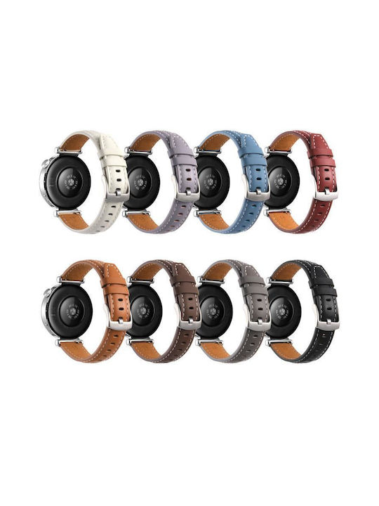 Silver Leather Bracelet Huawei Watch GT 6 41mm GT 5 41mm GT 4 41mm Black