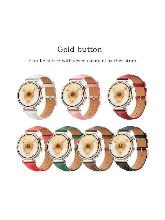 Soft Leather Watch Strap Gold Buckle Huawei Watch Gt 6 41mm Gt 5 41mm Gt 4 41mm Red