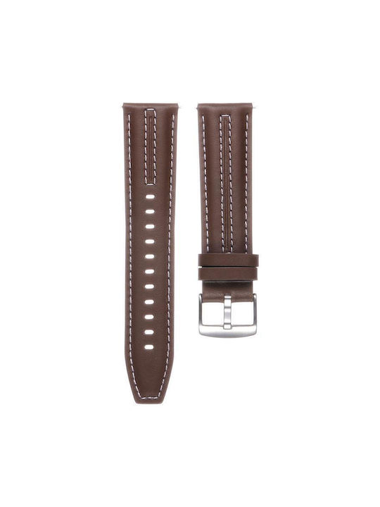 Silbernes Lederarmband Huawei Watch Gt 6 46mm Dunkelbraun