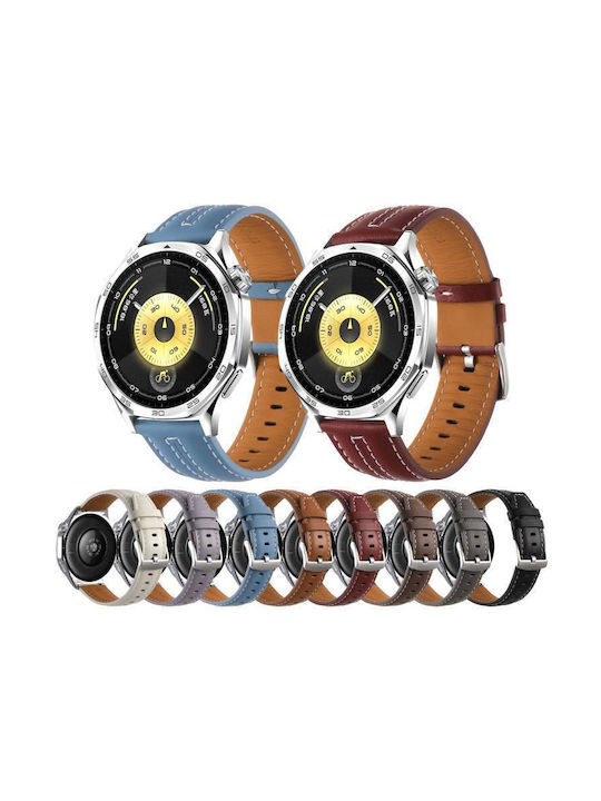Silbernes Lederarmband Huawei Watch Gt 6 46mm Dunkelbraun