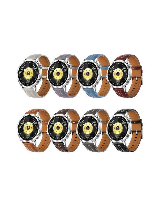 Silbernes Lederarmband Huawei Watch Gt 6 46mm Dunkelbraun