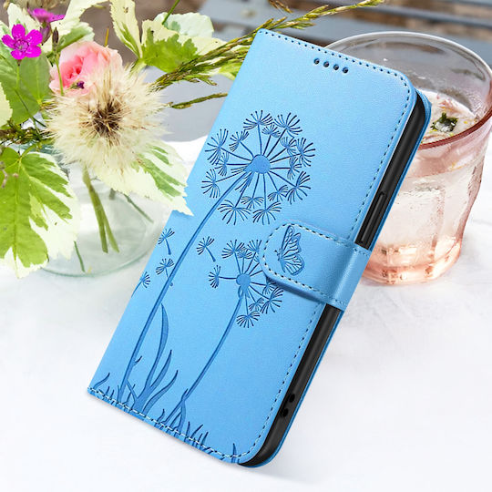 Zanaé Wallet Case Iphone 15 Premium Design Flowers Butterfly Light Blue