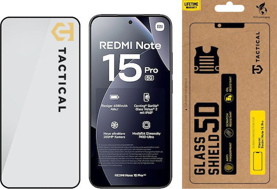 Tactical 5D 0.33mm Tempered Glass Μαύρο (Redmi Note 15 Pro 5G)