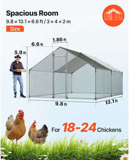 Vevor Metallic Poultry Coop L0.13 x W0.09 x H0.06m