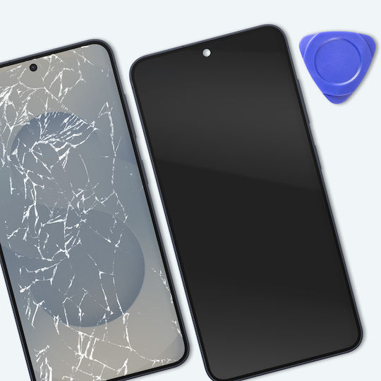 Резервен LCD Пълен Екран Relife Galaxy S25 С Подрамка Черен