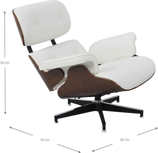 Scaun De Relaxare Rotativ Cu Puf Din Piele Ecologică Albă 82x92x82cm