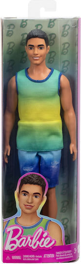 Barbie Boy Doll Fashionistas Blue And Green Ombre Tank With Jean Shorts And Silver Sneakers For 3+ Years