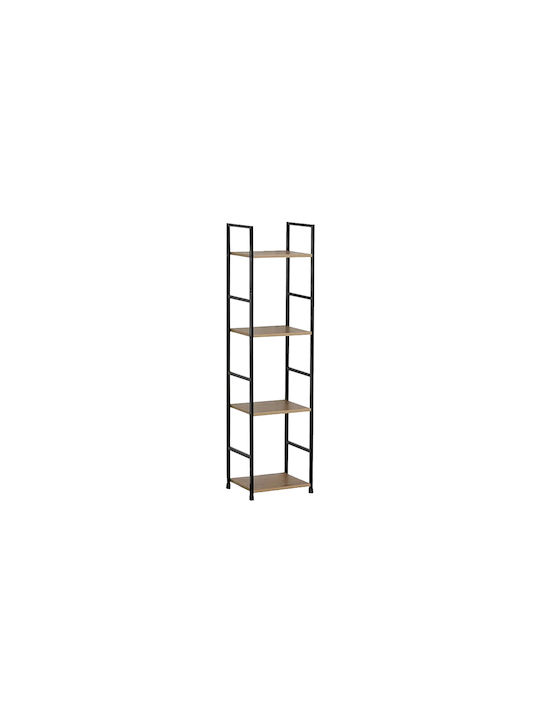Етажерка Artemis-30112 Дъб 4 Рафтове 29,1x23,5x112см Черен Метален Рамка