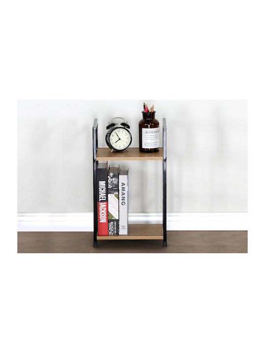 Βιβλιοθήκη Artemis-3048 Δρυς 2 Ράφια 29,1x23,5x48εκ Μαύρος Μεταλλικός Σκελετός