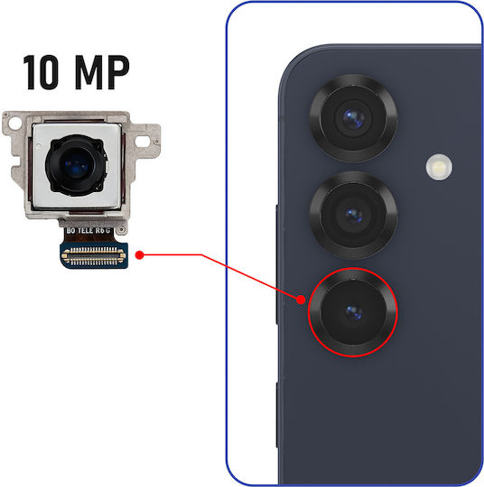 Clappio Rear Camera Galaxy S25 3x Zoom Telephoto Lens 10MP Black