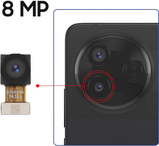 Clappio Camera Din Spate Xiaomi Poco F7 Pro 8mp Unghi Ultra Larg Panglică Neagră