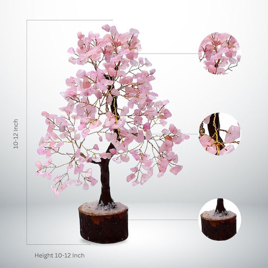 Baum Blätter Halbedelstein Rosa Quarz 23cm