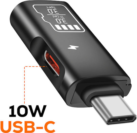 Linq Micro-sd Кард Рийдър Към Usb-c 5 Gbps Трансфер 10w Usb-c Зареждане Черен