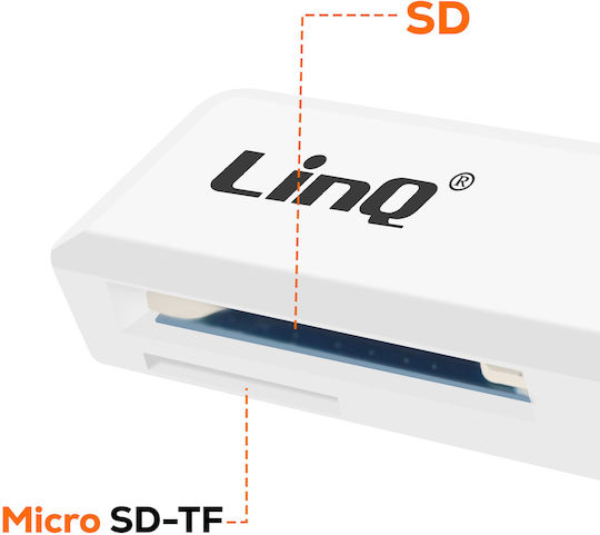 Linq SD Micro SD Card Reader USB 3.0 Connection Speed Up to 5 Gbps White