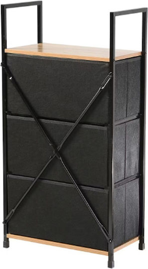 Wooden & Metallic Chest of Drawer with 3 Drawers Oaks 40.6x23.5x80cm