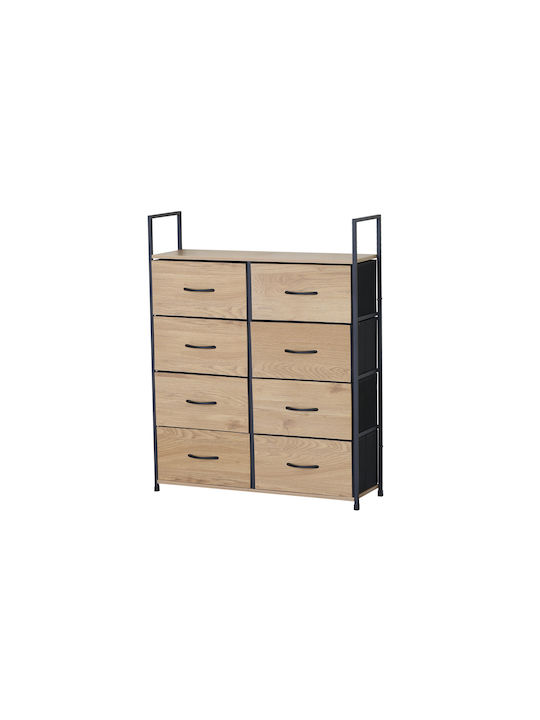 Wooden & Metallic Chest of Drawer with 8 Drawers Oaks 80.1x23.5x100cm