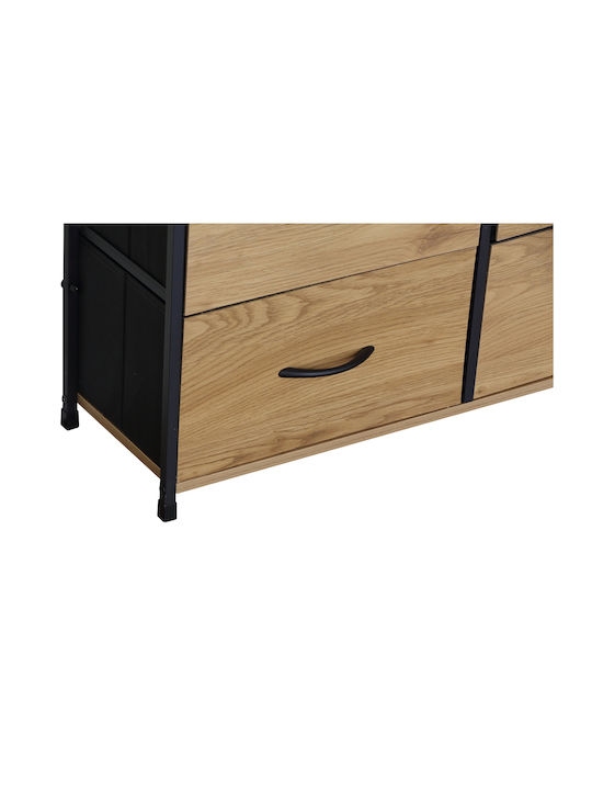 Wooden & Metallic Chest of Drawer with 8 Drawers Oaks 80.1x23.5x100cm