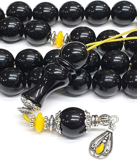 Roloi Komboloi Mastic Worry Beads with 33 Beads Black 42cm