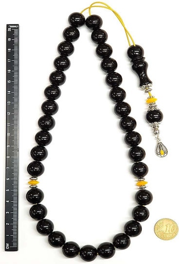 Roloi Komboloi Mastic Worry Beads with 33 Beads Black 42cm