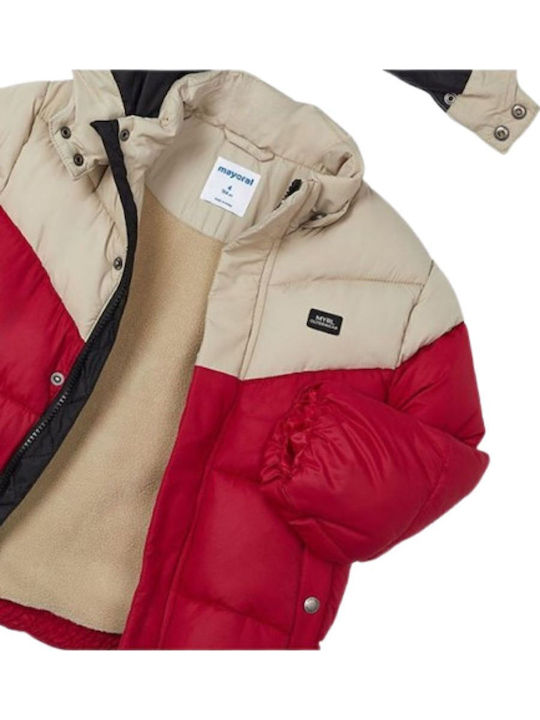 Down Children's Casual Short Coat with Lining and Hood Red