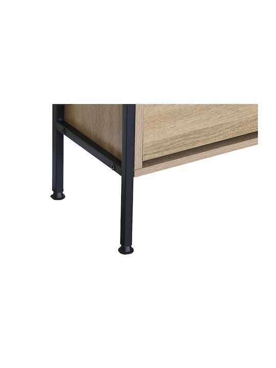Shoe Organizer Metal-Wood Metalwood-60 2 Doors 1 Shelf Sonoma 63x24x105.5cm MDF Melamine Black Metal Frame
