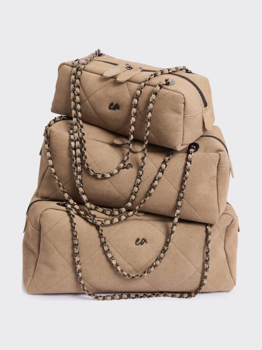 Kette Silhouette S Leder Damen Schultertasche Wildleder Beige