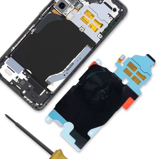 Clappio Nfc Антена Гъвкав Кабел Galaxy S24 Безжично Зареждане Мобилно Плащане Черен