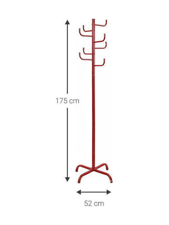 Polihome Metallic Coat Rack Red Bolli 52x52x175cm
