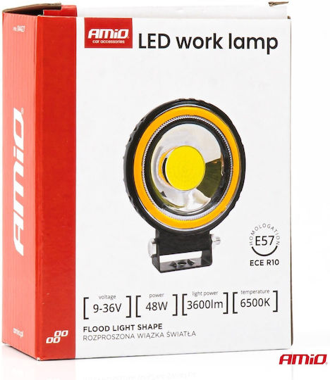 Amio Work Light Led Awl83 Flood 48w 3600lm 6500k Steady Yellow Led Bar 1 Piece 04427/am 04427/am 04427/am
