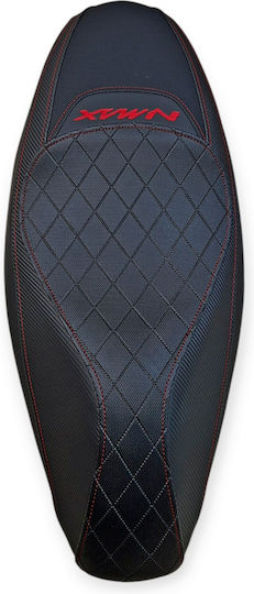 Nmax 125/155 Yamaha Anti-Slip Quilted Baklavadoto Seat Cover Red Stitches Logo
