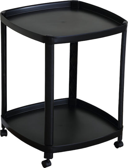 Square Side Table Barrow with Wheels Black L40xW40xH50cm.