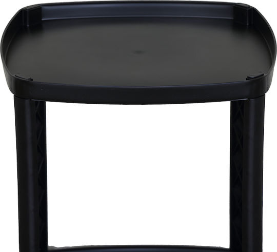 Square Side Table Barrow with Wheels Black L40xW40xH50cm.
