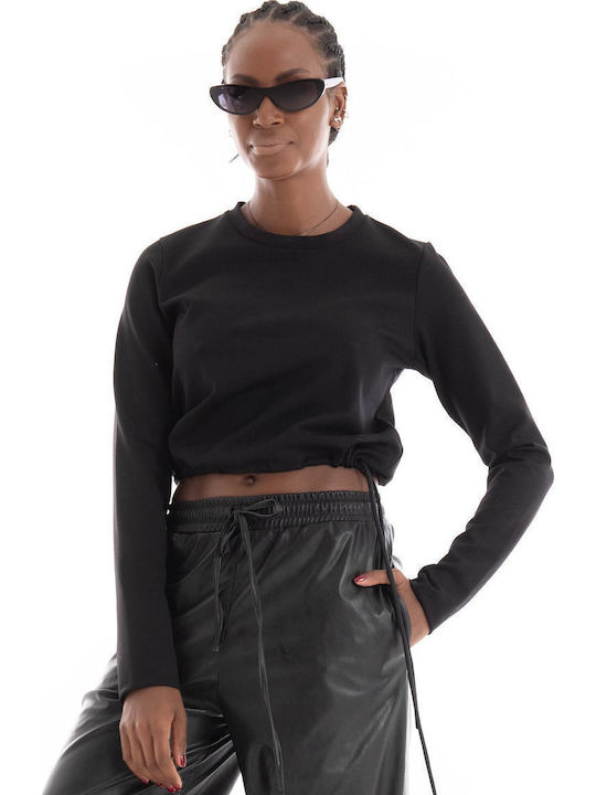 Γυναικείο Crop Top Μακρυμάνικο Black