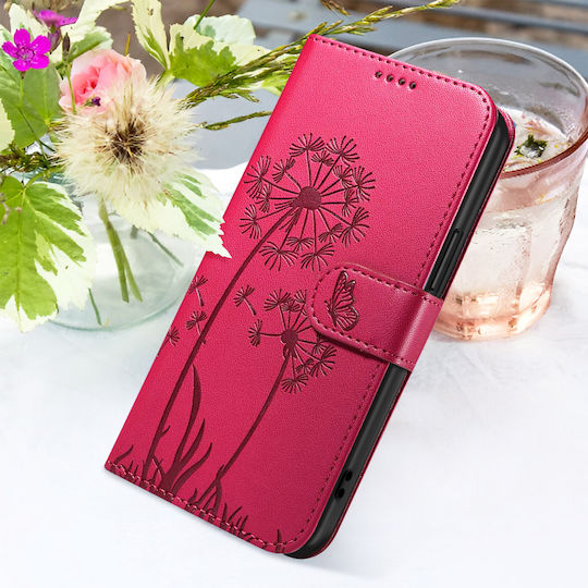Zanaé Wallet Case Iphone 15 Premium Design Flowers Butterfly Red