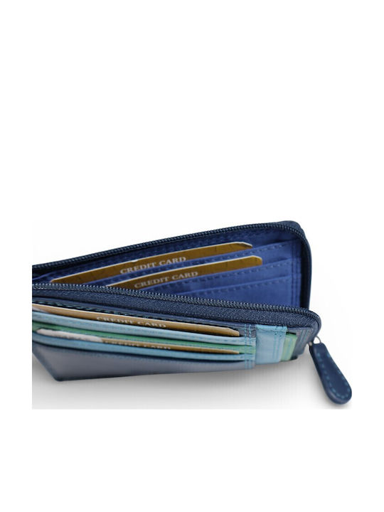 Leather Women's Wallet Classic Blue